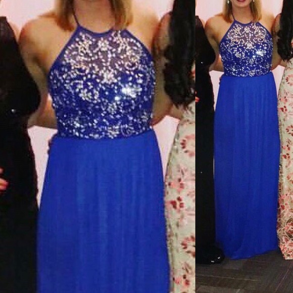 royal blue sequin dress long